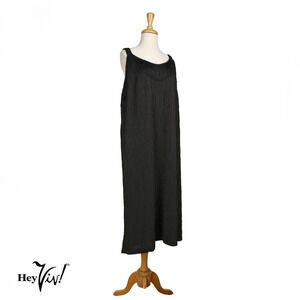 Vintage Black Sheath Dress Sleeveless Fringed Cocktail Plus Size XXL - Hey Viv